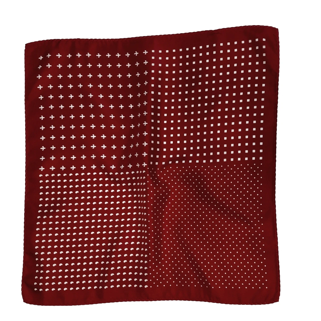 100% Silk Pocket Square - Ruby Red & White Dots & Fleur De Lis 12.5in 7 100% Silk Pocket Square - Ruby Red & White Dots & Fleur De Lis 12.5in - Image 5