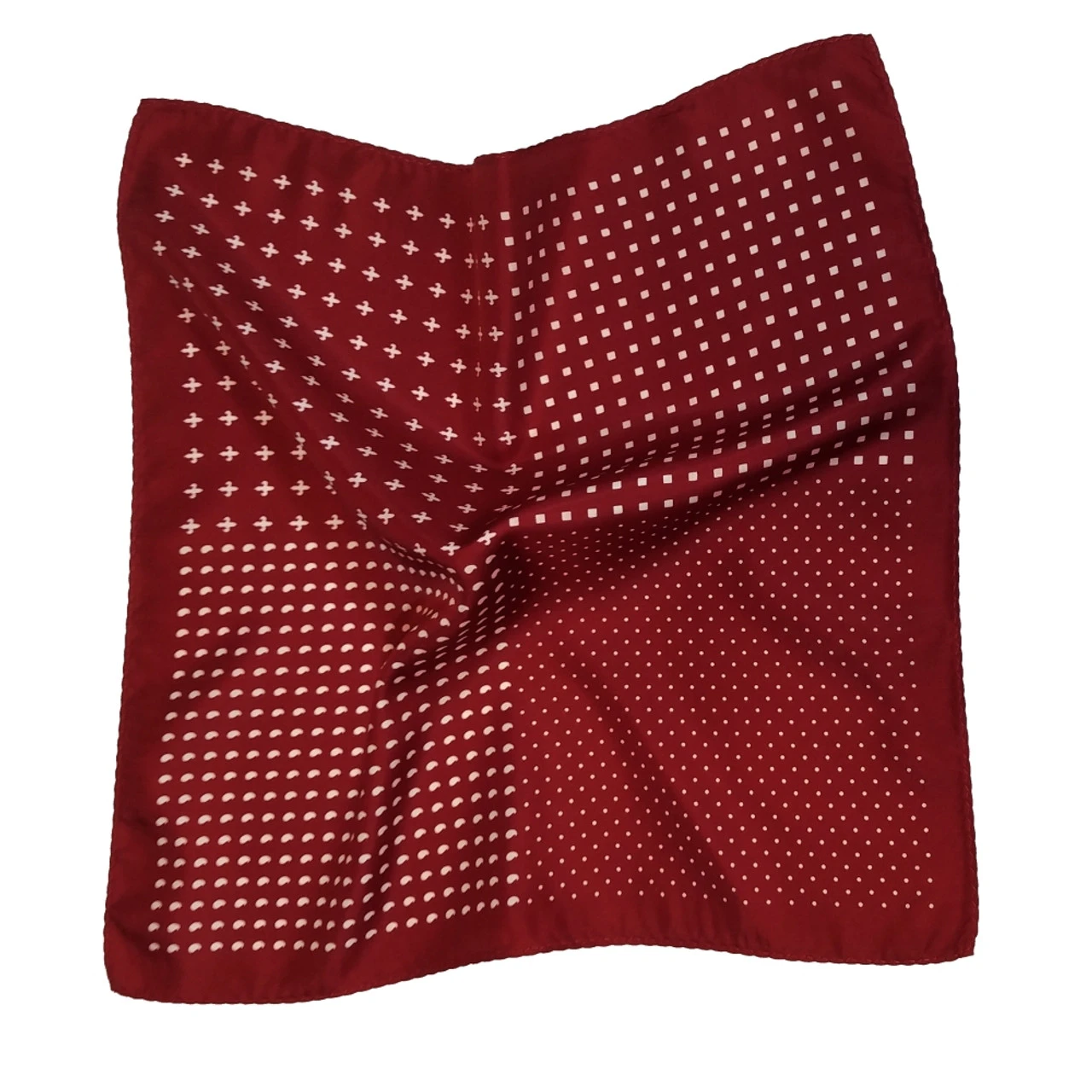 100% Silk Pocket Square - Ruby Red & White Dots & Fleur De Lis 12.5in 8 100% Silk Pocket Square - Ruby Red & White Dots & Fleur De Lis 12.5in - Image 6