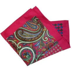 100% Silk Pocket Square -Hot Pink Paisley & Floral Design 12.5 X 12.5 -Fashion Formal Wear Store 04 3 79851.1606029224