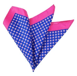 100% Silk Pocket Square - Royal Blue & Hot Pink Polka Dot 12.5in X 12.5in -Fashion Formal Wear Store 043 3 20873.1606901647