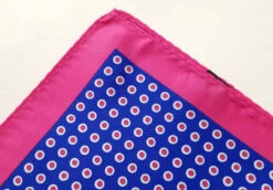 100% Silk Pocket Square - Royal Blue & Hot Pink Polka Dot 12.5in X 12.5in -Fashion Formal Wear Store 043 4 96493.1606901647