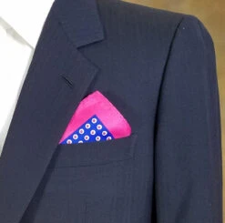 100% Silk Pocket Square - Royal Blue & Hot Pink Polka Dot 12.5in X 12.5in -Fashion Formal Wear Store 043 5 70964.1606901647
