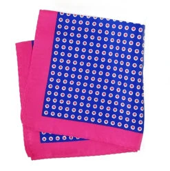 100% Silk Pocket Square - Royal Blue & Hot Pink Polka Dot 12.5in X 12.5in -Fashion Formal Wear Store 043 57773.1606901648