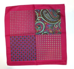 100% Silk Pocket Square -Hot Pink Paisley & Floral Design 12.5 X 12.5 -Fashion Formal Wear Store 04 21400.1606029224