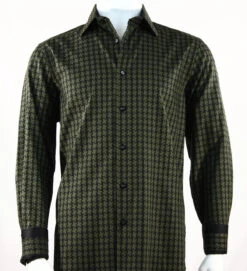 St. Cado Black & Olive Contrasting Cuff Fashion Shirt - Button Cuff