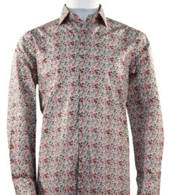 St. Cado Coral Mini-Floral Fashion Shirt - Button Cuff