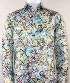 St. Cado Turquois Maze Design Fashion Shirt - Button Cuff
