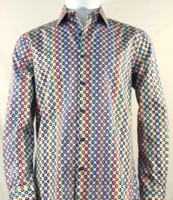 St. Cado Multi-Colored Circle Design Fashion Shirt - Button Cuff