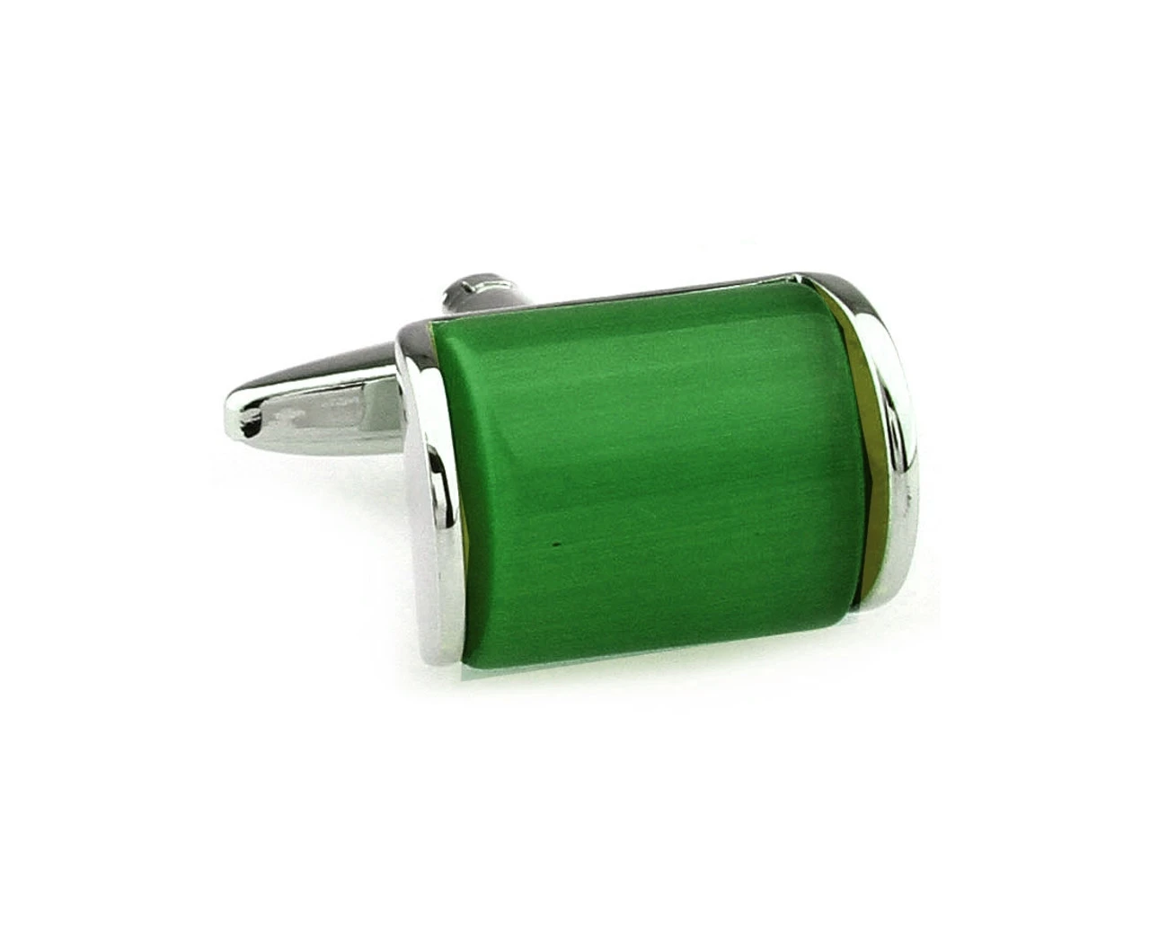 Green Cat's Eye Stone Arch Cufflinks (V-CF-166374) 3 Green Cat's Eye Stone Arch Cufflinks (V-CF-166374)