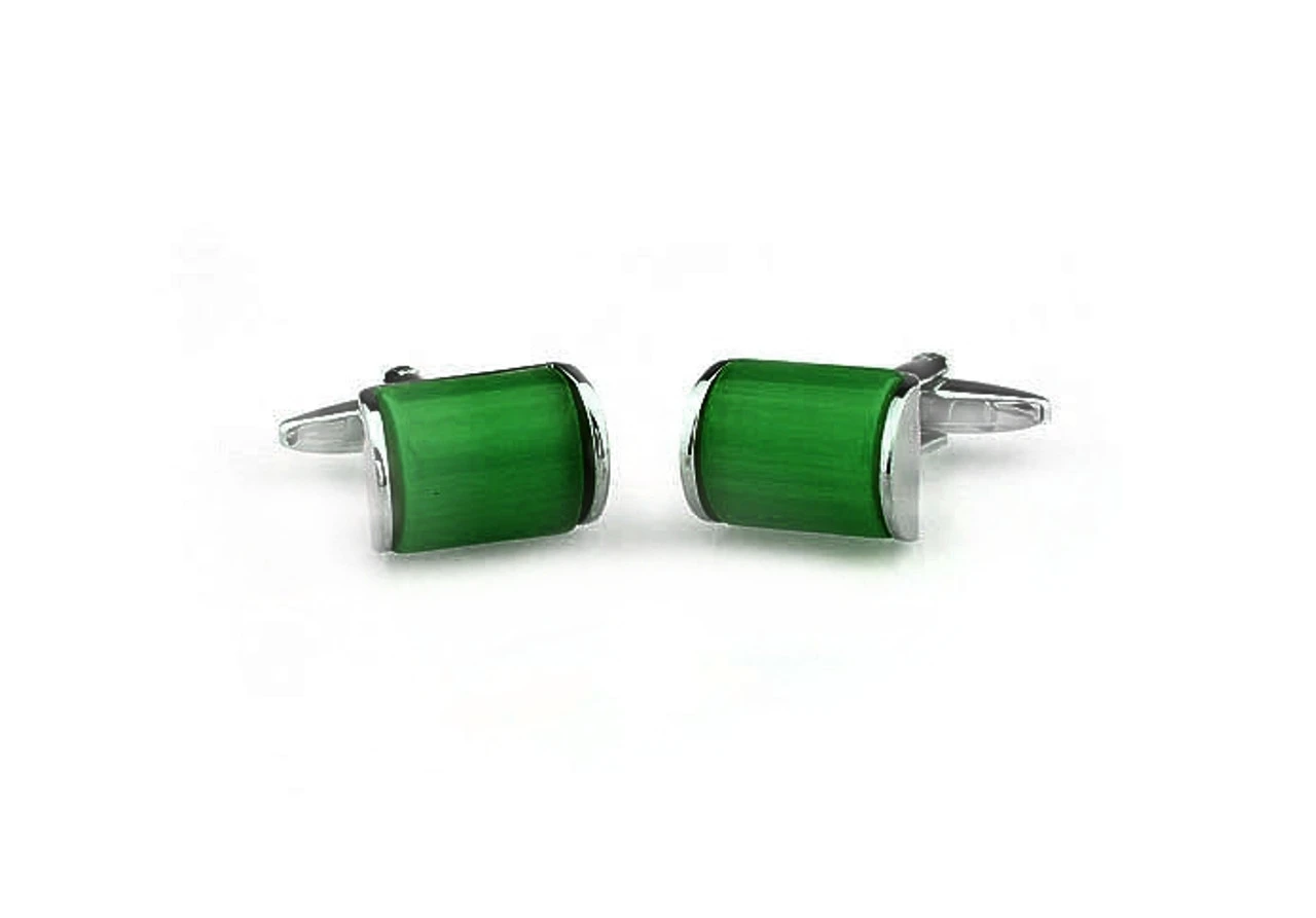 Green Cat's Eye Stone Arch Cufflinks (V-CF-166374) 5 Green Cat's Eye Stone Arch Cufflinks (V-CF-166374) - Image 3