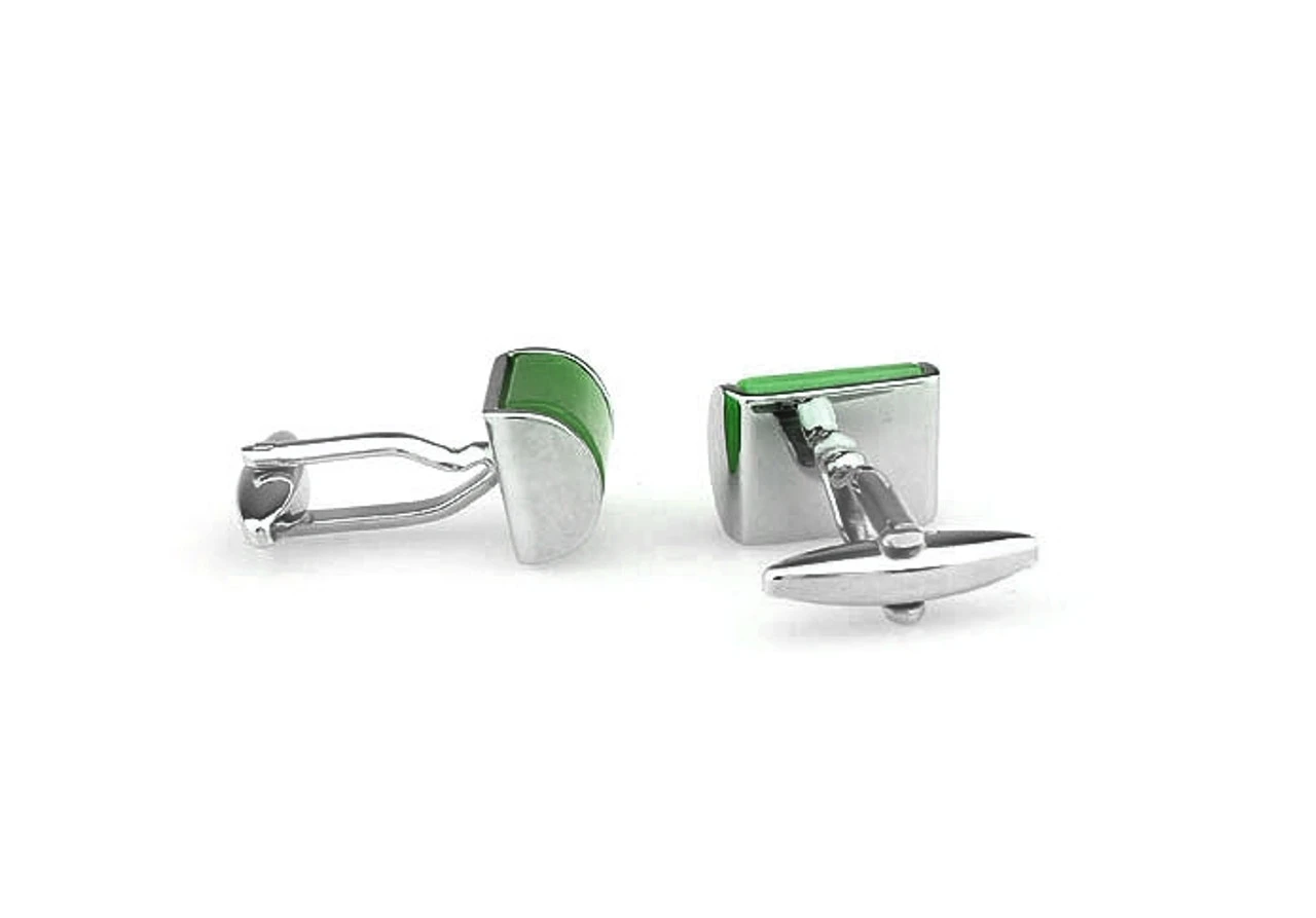 Green Cat's Eye Stone Arch Cufflinks (V-CF-166374) 4 Green Cat's Eye Stone Arch Cufflinks (V-CF-166374) - Image 2
