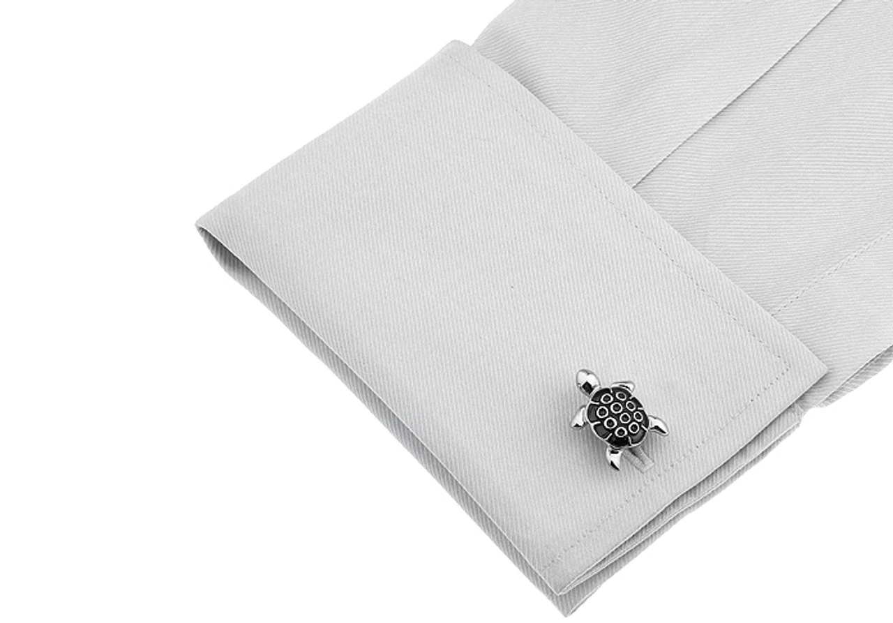 Enameled Black Turtle Cufflinks (V-CF-E168140B-S) 5 Enameled Black Turtle Cufflinks (V-CF-E168140B-S) - Image 3