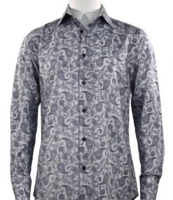 St. Cado Light Blue Paisley Fashion Shirt - Button Cuff