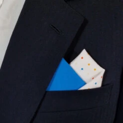 Two-Tone White Dots & Blue 100% Cotton Pre-Folded Pocket Square Insert 9 Two-Tone White Dots & Blue 100% Cotton Pre-Folded Pocket Square Insert -Fashion Formal Wear Store 2 tone white dots Blue 3 40317.1683489443