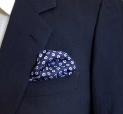 100% Silk Pocket Square - Baby Blue & Navy Polka Dot 12.5in X 12.5in -Fashion Formal Wear Store 21 4 66602.1603572193