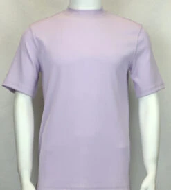 Bassiri Short Sleeve Mock Neck Ribbed Jersey Knit Tee - Lilac