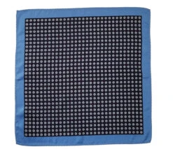 100% Silk Pocket Square - Baby Blue & Navy Polka Dot 12.5in X 12.5in -Fashion Formal Wear Store 21 33493.1603572193