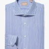 Gitman Bros. 100% Blue Bengal Stripe Cotton Wide Spread Collar Dress Shirt -Fashion Formal Wear Store 224WSNT 40 2 58444.1527835448