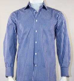 St. Cado White & Blue Fashion Sport Shirt - Button Cuff