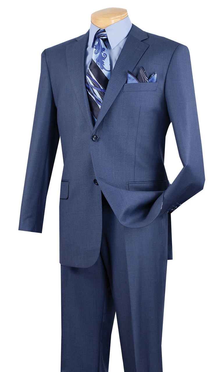 Vinci 2-Button Texture Weave Suit With Flat-Front Slacks - X-Long Sizes 3 Vinci 2-Button Texture Weave Suit With Flat-Front Slacks - X-Long Sizes