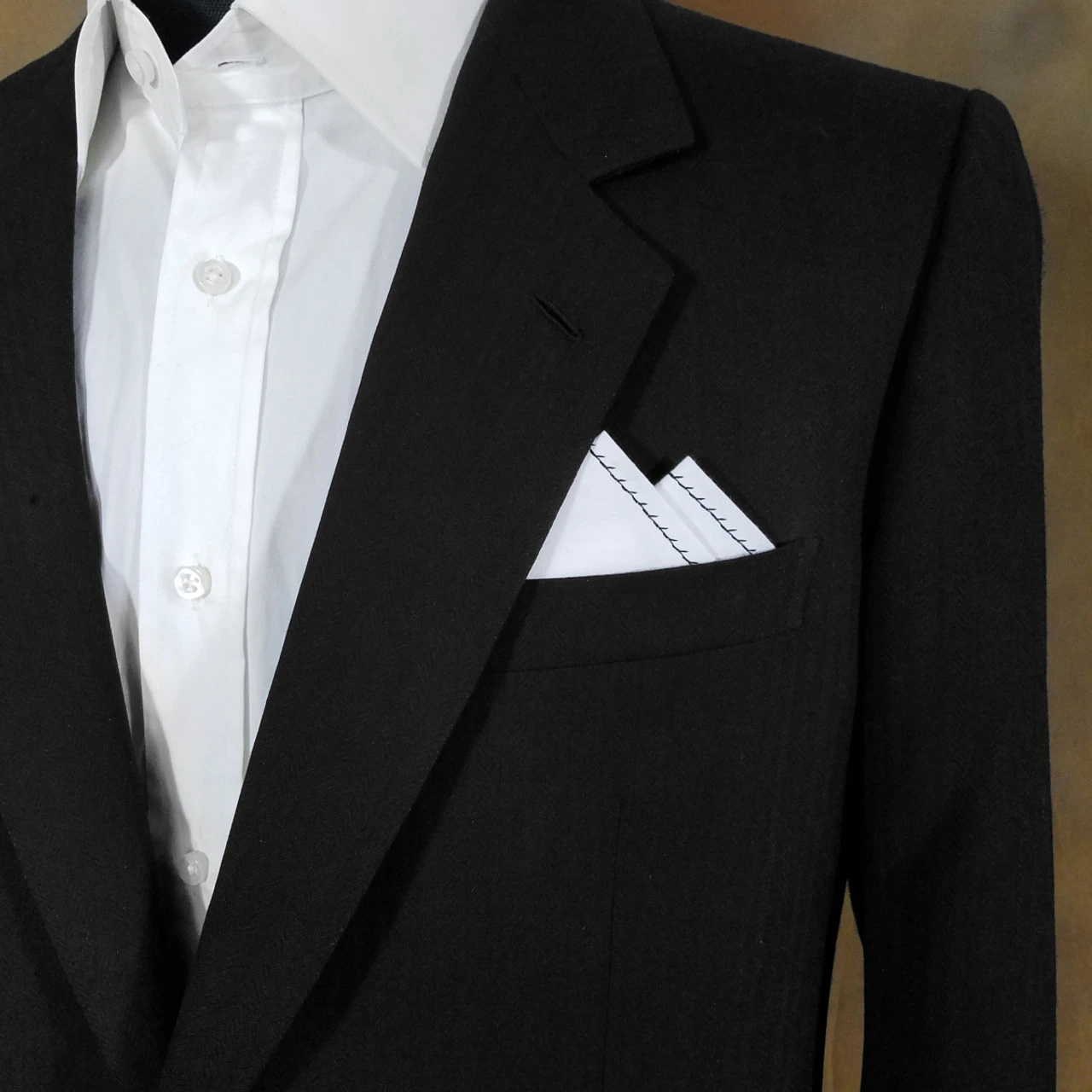 100% Cotton Pre-Folded Pocket Square Handkerchief Insert - Black On White 4 100% Cotton Pre-Folded Pocket Square Handkerchief Insert - Black On White - Image 2