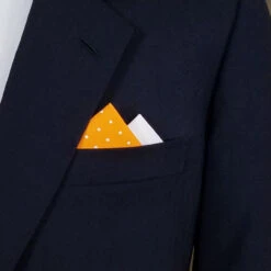 Two-Tone White Dots On Orange 100% Cotton Pre-Folded Pocket Square Insert