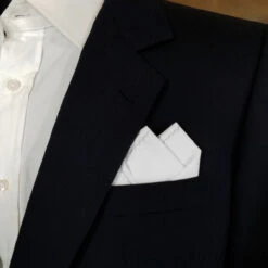 100% Cotton Pre-Folded Pocket Square Handkerchief Insert - Grey On White -Fashion Formal Wear Store 2pt grey white5 62608.1666822214