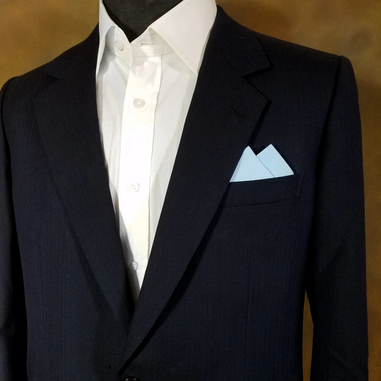 100% Light Blue Cotton Pre-Folded Pocket Square Handkerchief Insert - 2 Point 4 100% Light Blue Cotton Pre-Folded Pocket Square Handkerchief Insert - 2 Point - Image 2