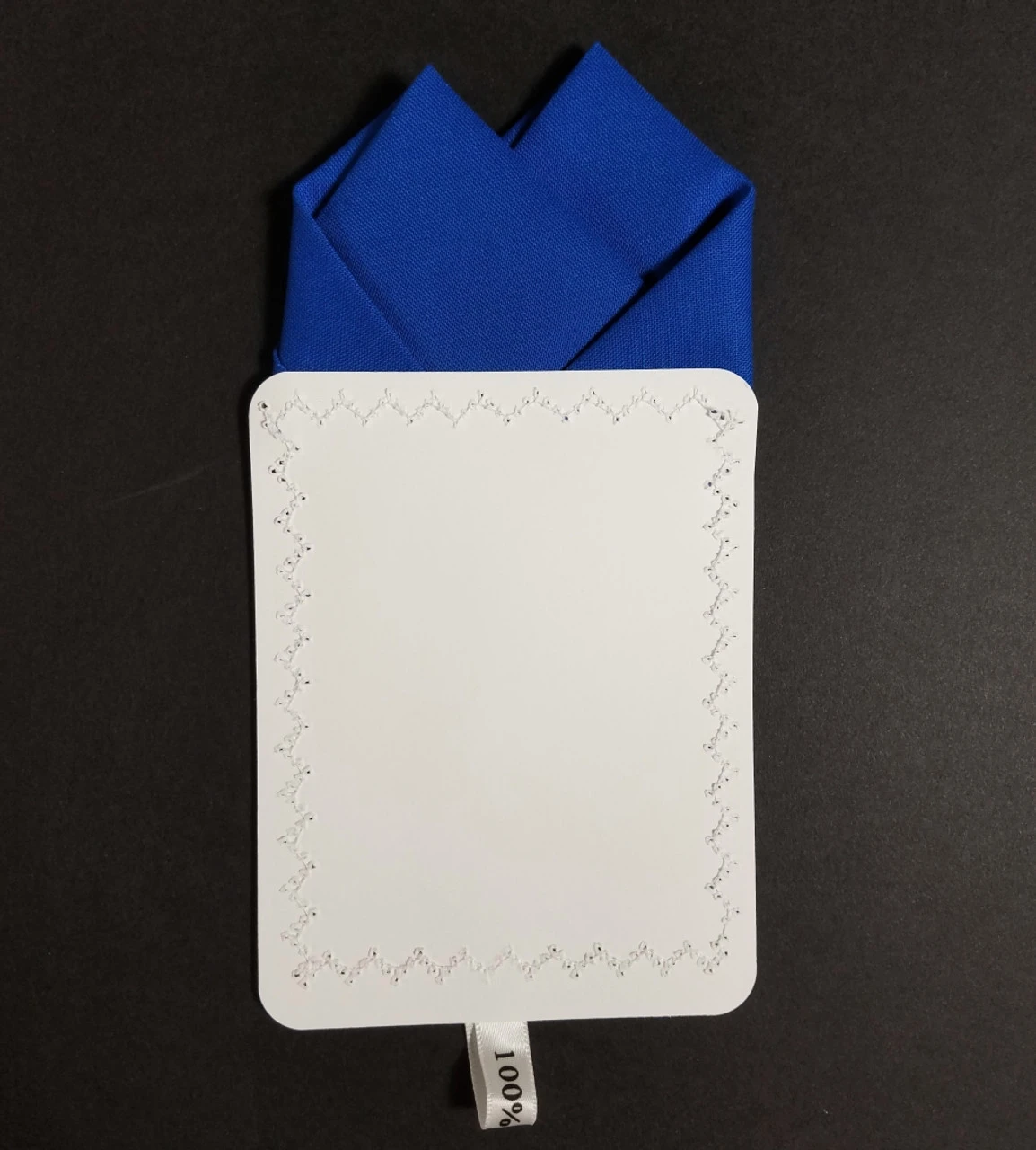 Royal Blue 100% Cotton Pre-Folded Pocket Square Handkerchief Insert - 2 Point 5 Royal Blue 100% Cotton Pre-Folded Pocket Square Handkerchief Insert - 2 Point - Image 3