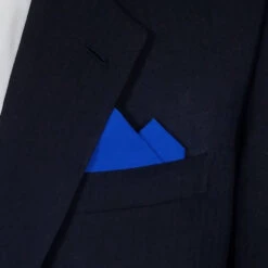 Royal Blue 100% Cotton Pre-Folded Pocket Square Handkerchief Insert - 2 Point