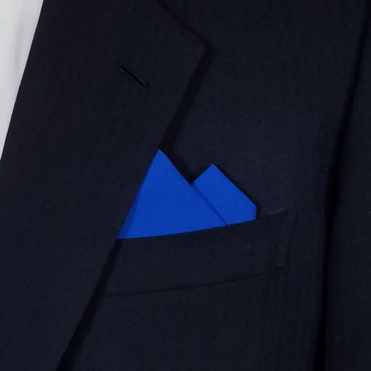 Royal Blue 100% Cotton Pre-Folded Pocket Square Handkerchief Insert - 2 Point 3 Royal Blue 100% Cotton Pre-Folded Pocket Square Handkerchief Insert - 2 Point