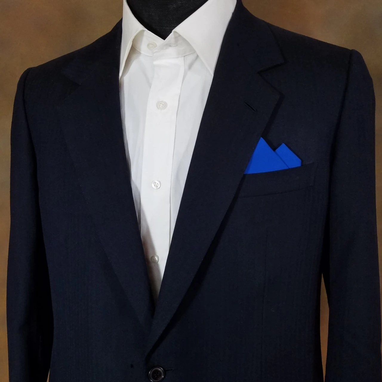 Royal Blue 100% Cotton Pre-Folded Pocket Square Handkerchief Insert - 2 Point 4 Royal Blue 100% Cotton Pre-Folded Pocket Square Handkerchief Insert - 2 Point - Image 2