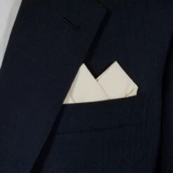 100% Ivory Cotton Pre-Folded Pocket Square Handkerchief Insert - 2 Point -Fashion Formal Wear Store 2pt solid ivory3 90944.1650124834