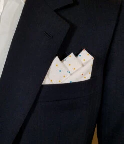 White Mini- Dots 100% Cotton Pre-Folded Pocket Square Handkerchief Insert -Fashion Formal Wear Store 3pt white multi dot 2 09930.1683317125