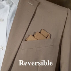 Golden Tan Silk With Cotton Pre-Folded Pocket Square Handkerchief Insert 11 Golden Tan Silk With Cotton Pre-Folded Pocket Square Handkerchief Insert -Fashion Formal Wear Store 3pt Tan Cotton Silk 2 40655.1677013978
