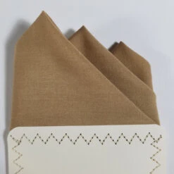 Golden Tan Silk With Cotton Pre-Folded Pocket Square Handkerchief Insert 14 Golden Tan Silk With Cotton Pre-Folded Pocket Square Handkerchief Insert -Fashion Formal Wear Store 3pt Tan Cotton Silk 4 07874.1677013967