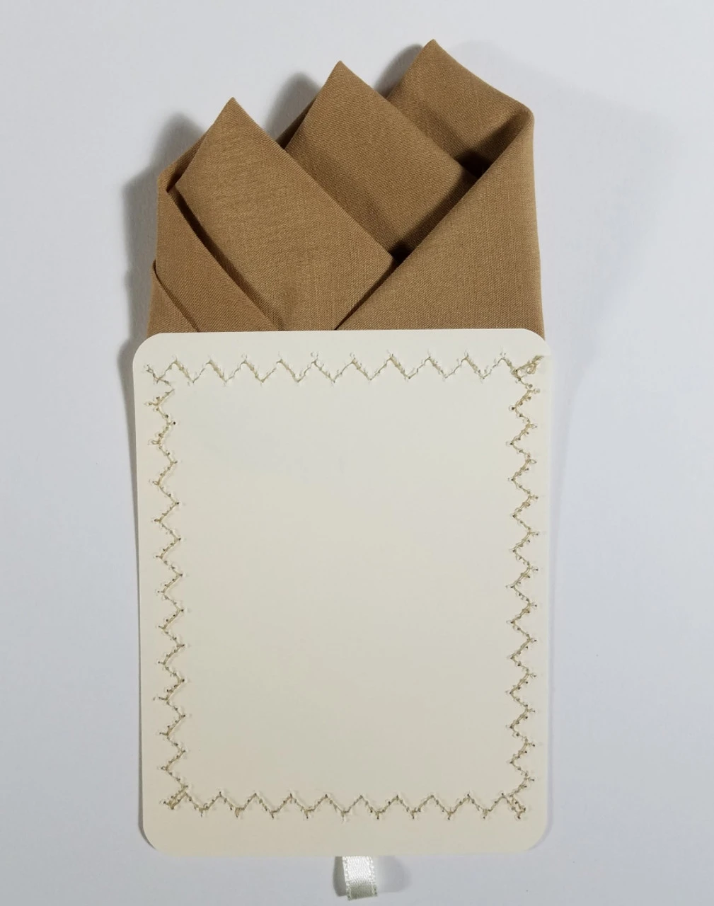 Golden Tan Silk With Cotton Pre-Folded Pocket Square Handkerchief Insert 7 Golden Tan Silk With Cotton Pre-Folded Pocket Square Handkerchief Insert - Image 5