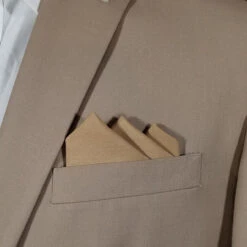 Golden Tan Silk With Cotton Pre-Folded Pocket Square Handkerchief Insert 15 Golden Tan Silk With Cotton Pre-Folded Pocket Square Handkerchief Insert -Fashion Formal Wear Store 3pt Tan Cotton Silk A 64251.1677013956