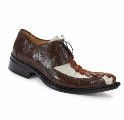 Mauri Genuine Rust Crocodile And Hornback Italian Dress Shoe