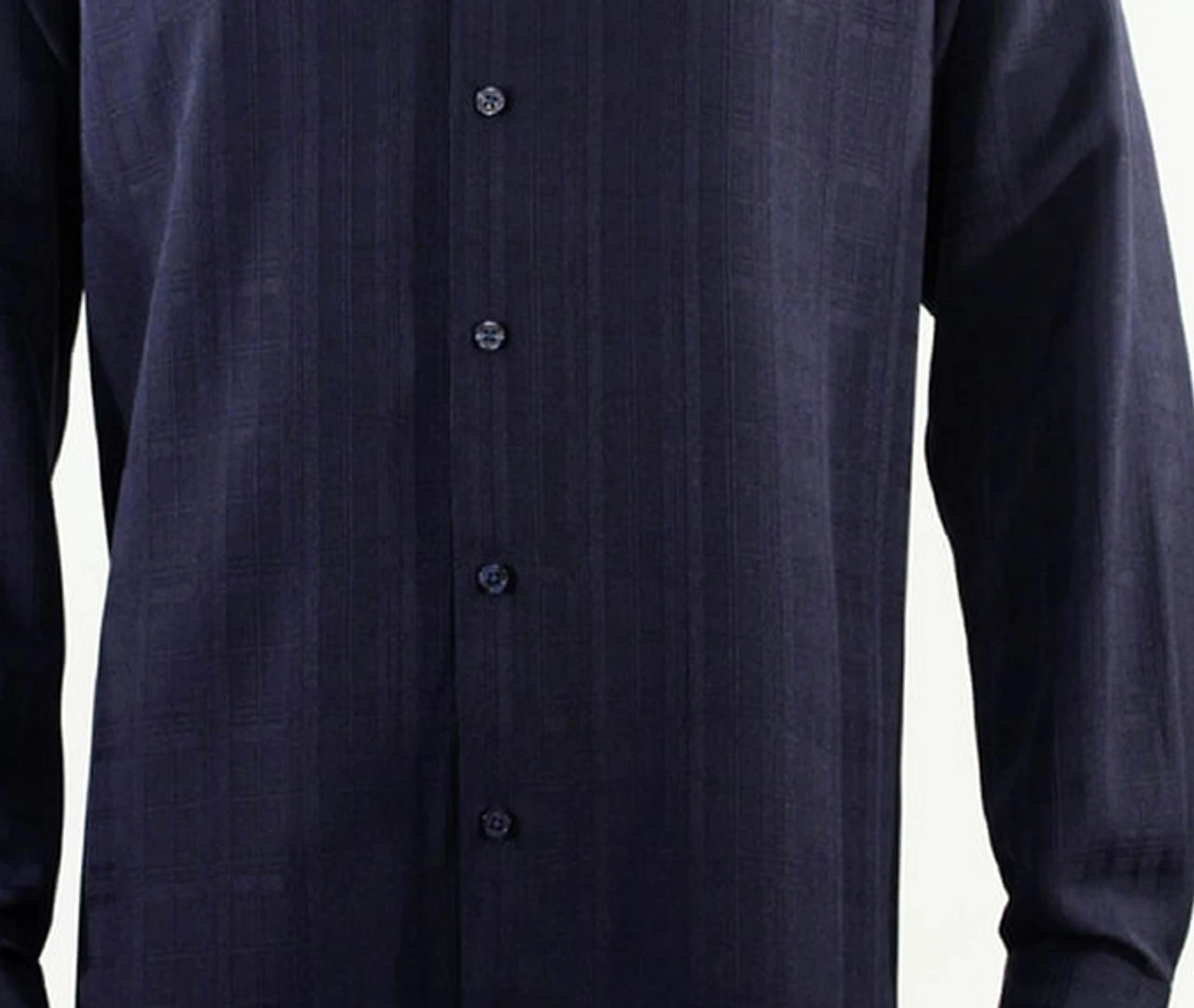 Bassiri Midnight Faded Plaid Weave Long Sleeve Camp Shirt 4 Bassiri Midnight Faded Plaid Weave Long Sleeve Camp Shirt - Image 2