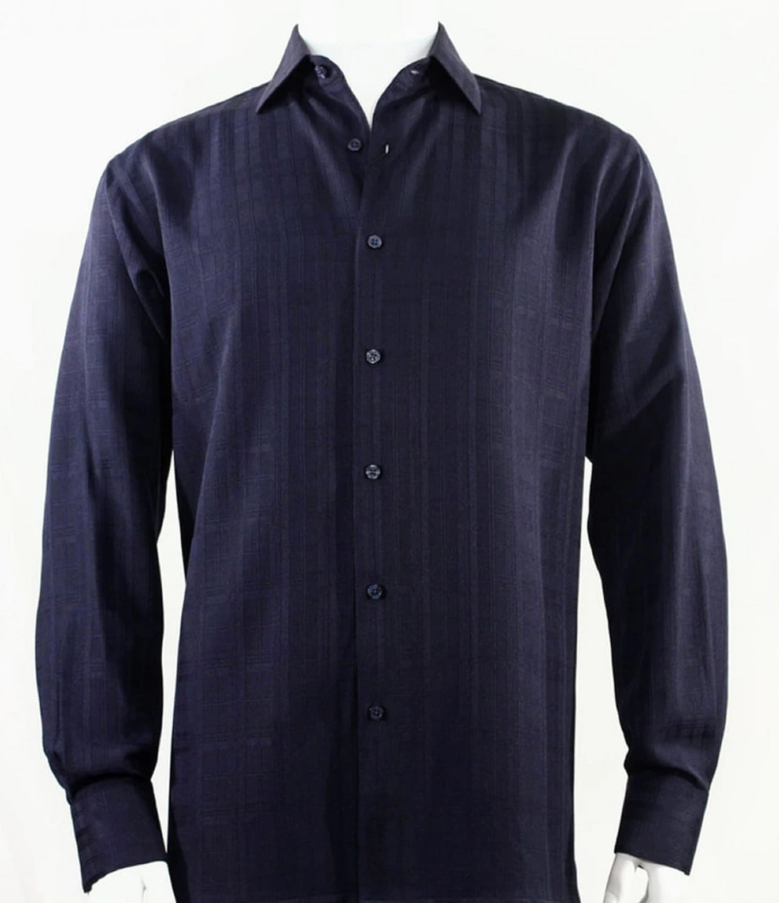 Bassiri Midnight Faded Plaid Weave Long Sleeve Camp Shirt 3 Bassiri Midnight Faded Plaid Weave Long Sleeve Camp Shirt