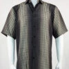 Bassiri Brown Grid And Line Pattern Short Sleeve Camp Shirt -Fashion Formal Wear Store 61761 orig 75526.1527539675