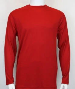 Bassiri Long Sleeve Ribbed Jersey Knit Tee - Red