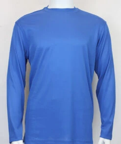 Bassiri Long Sleeve Ribbed Jersey Knit Tee - Royal Blue