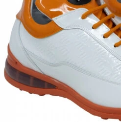 Mauri Genuine Crocodile & Logo Embossed Patent Leather Orange Sneaker -Fashion Formal Wear Store 8900 2 O LG 4 46528.1595084097