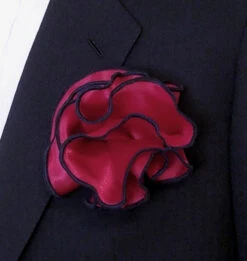Antonio Ricci 2-in-1 Pouf Round Pocket Square - Dark Blue On Dark Red