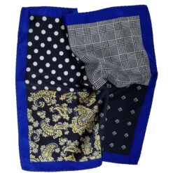 100% Silk Pocket Square Navy Blue Polka Dots With Yellow Paisleys 12.5in -Fashion Formal Wear Store AAPK 002 02 3 27012.1656364719