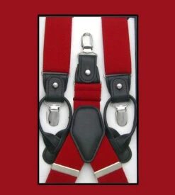 Luciano Ferretti Convertible Button & Clip Stretch Braces - Suspenders - Red