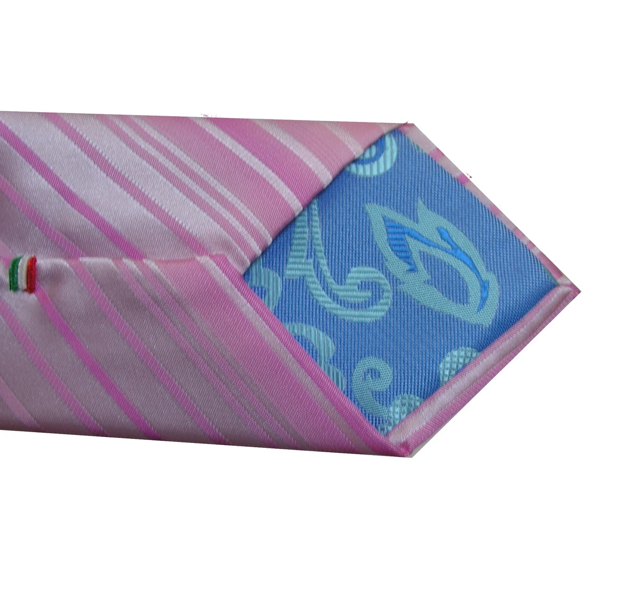 Antonia Silk Tie W/Pocket Square - Pink Stripes 4 Antonia Silk Tie W/Pocket Square - Pink Stripes - Image 2