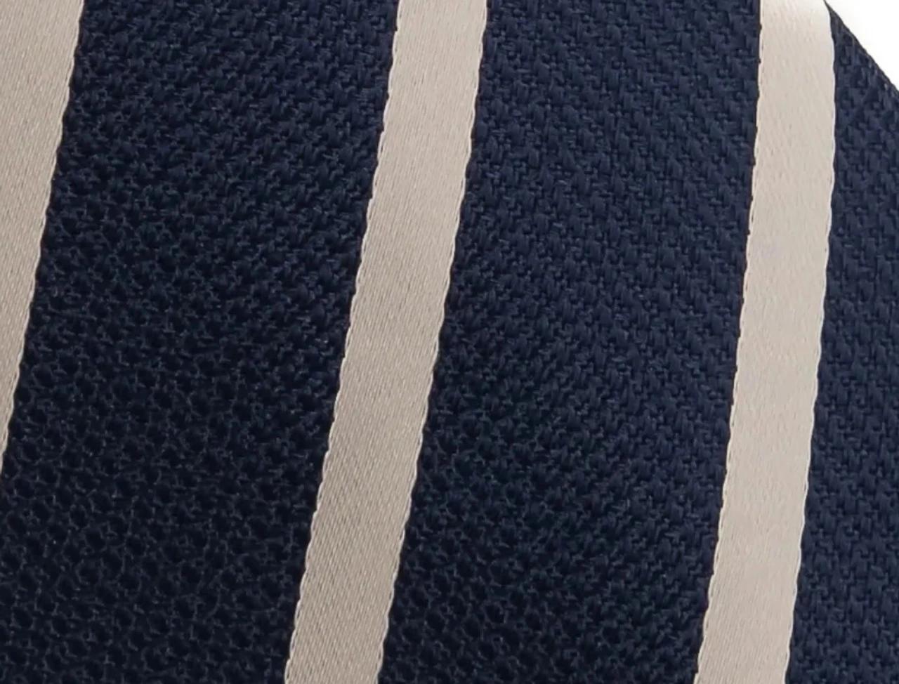 Antonia 100% Silk Tie W/Pocket Square - Cream Tone Stripes On Navy 4 Antonia 100% Silk Tie W/Pocket Square - Cream Tone Stripes On Navy - Image 2